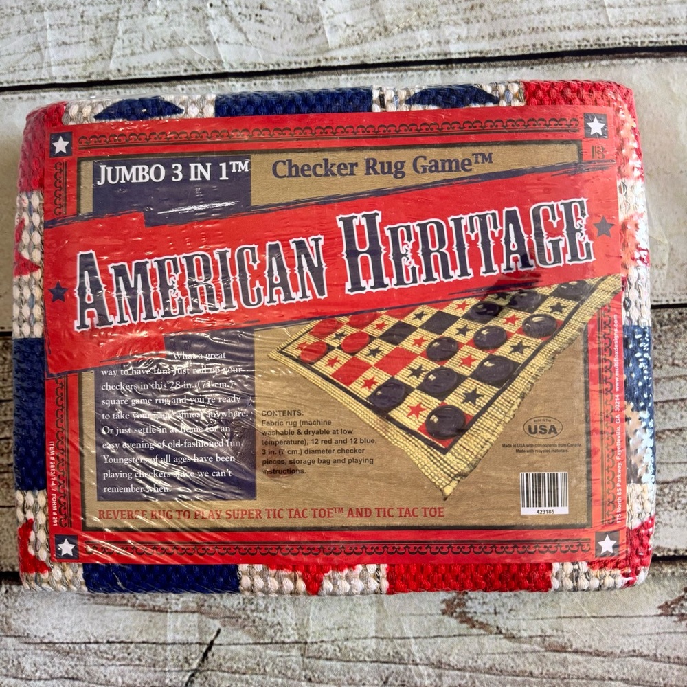 Vintage American Heritage Jumbo Checker Rug Game 3-in-1 Sealed Unopened package